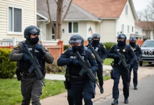 Law enforcement officers executing a drug raid in Indian Land, SC.