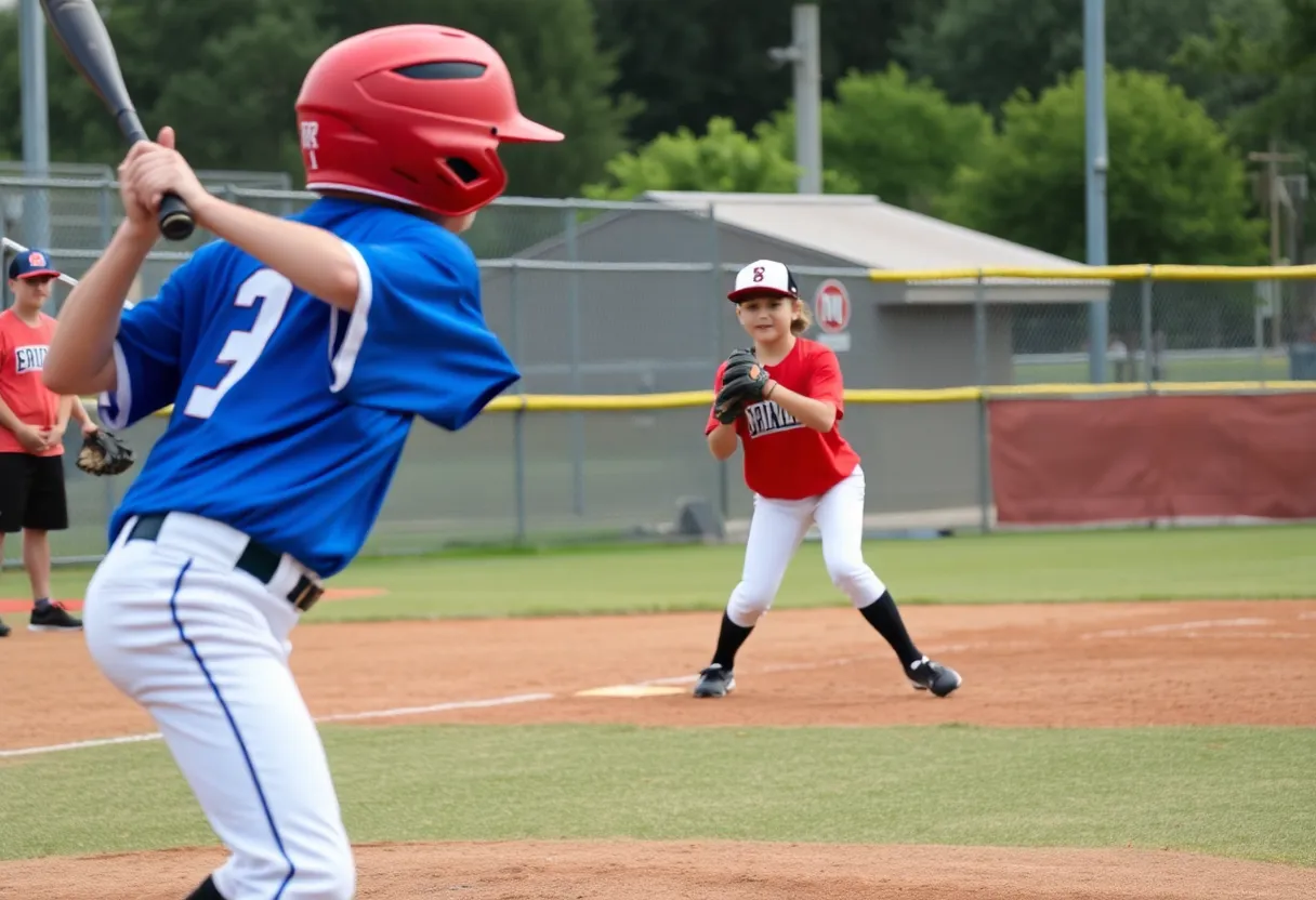 Young baseball players showcasing their skills at a talent showcase