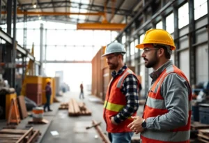 An industrial construction site illustrating cost-saving measures and efficiency.