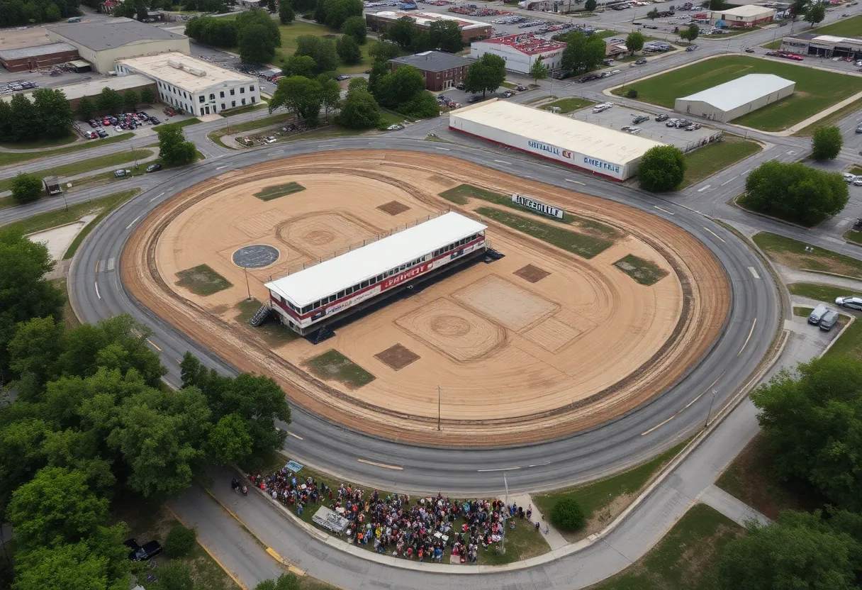 Community members rallying to save the historic Greenville-Pickens Speedway from proposed demolition.