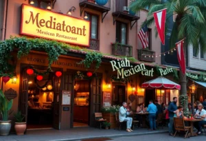 Exterior of Hacienda Mexican Restaurant with vibrant decor