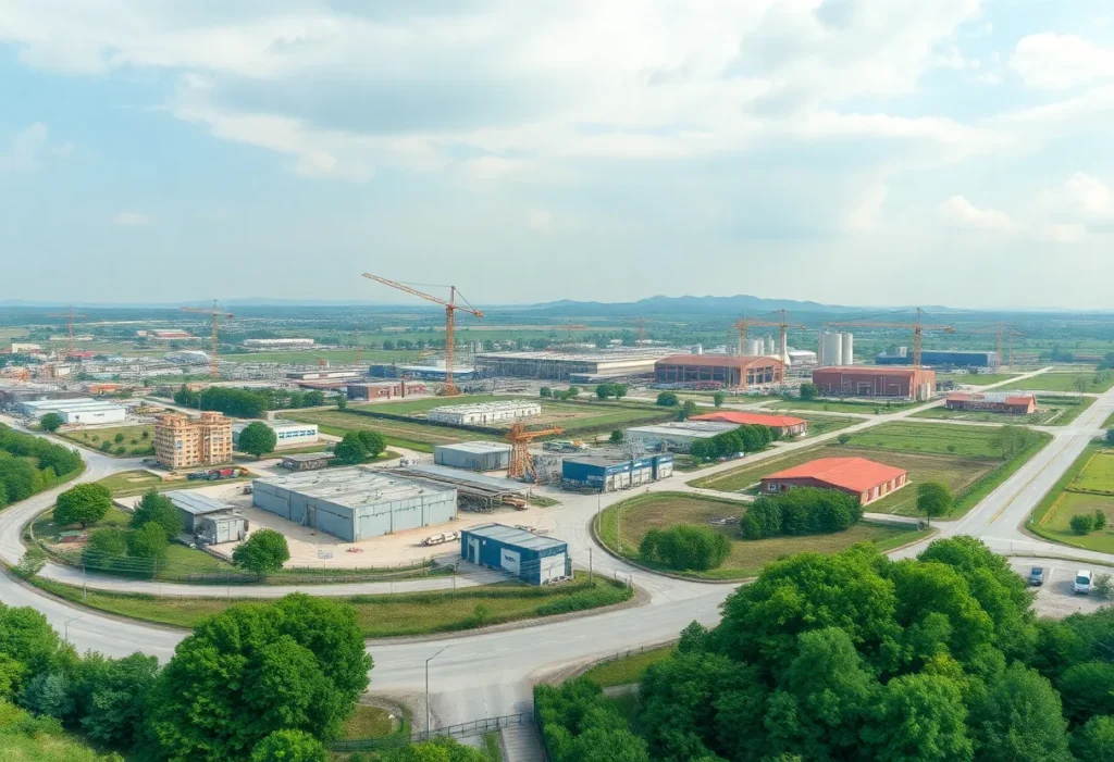 Panoramic view of Tyger River Industrial Park with signs of construction.