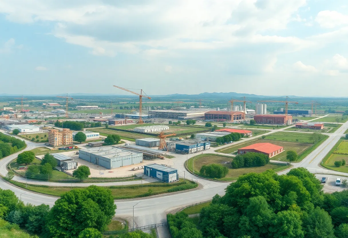 Panoramic view of Tyger River Industrial Park with signs of construction.