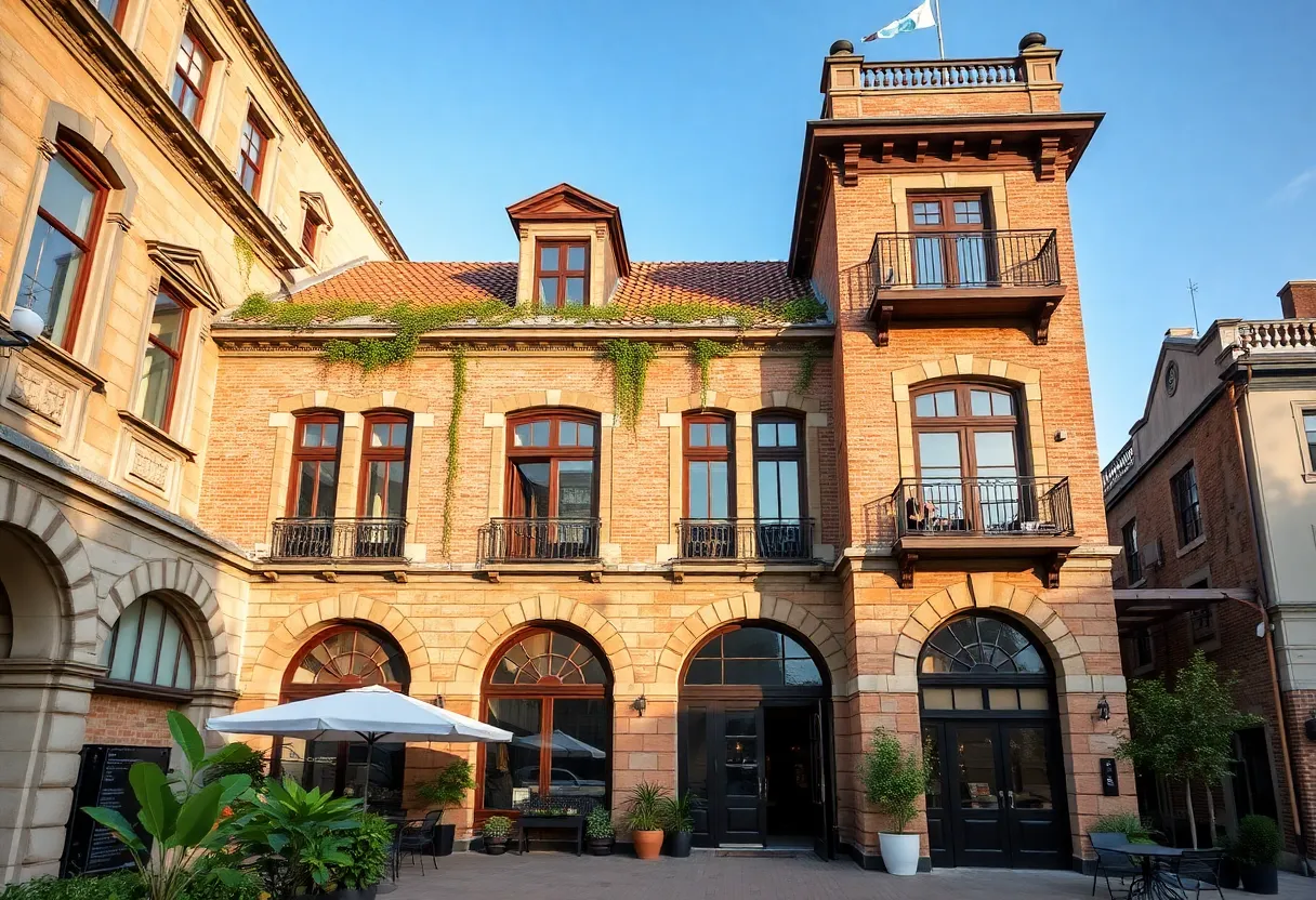Visual representation of The Lantern Hotel, showcasing both modern architecture and historical elements.