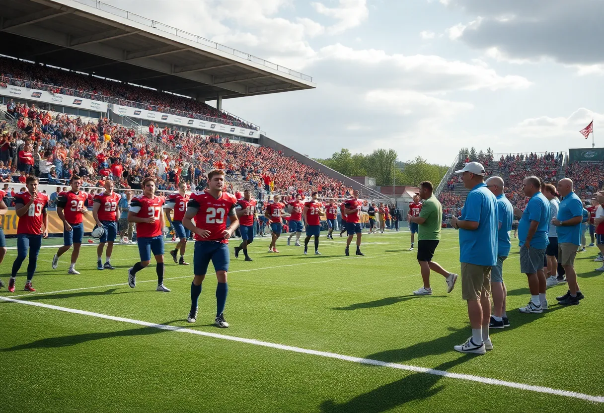 Nebraska football recruitment event showcasing players and coaches
