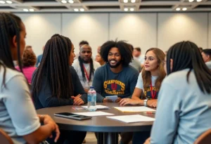 A conference gathering focusing on NIL agreement education for student-athletes.