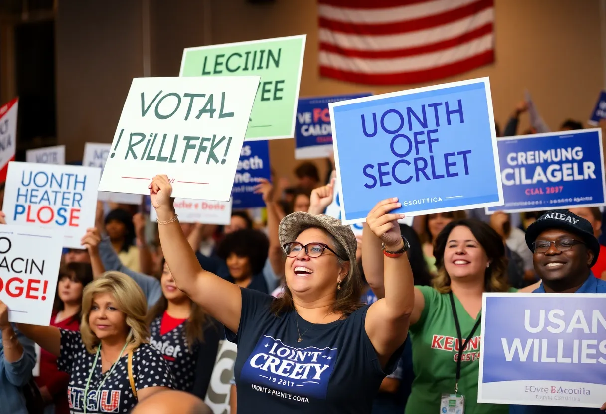 Supporters at a political rally in South Carolina