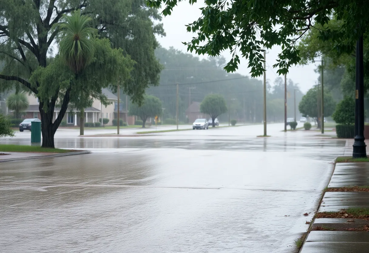 Flooded streets in Rock Hill during heavy rainfall