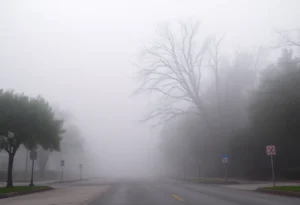 A foggy landscape in Rock Hill, SC