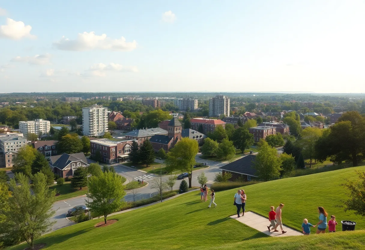 Scenic view of Rock Hill SC highlighting urban development and community life