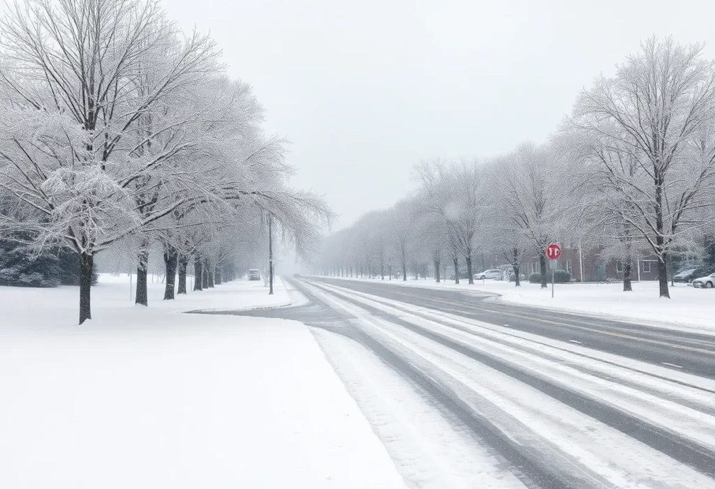 Snow and ice in Rock Hill, SC during winter storm