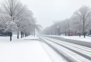Snow and ice in Rock Hill, SC during winter storm