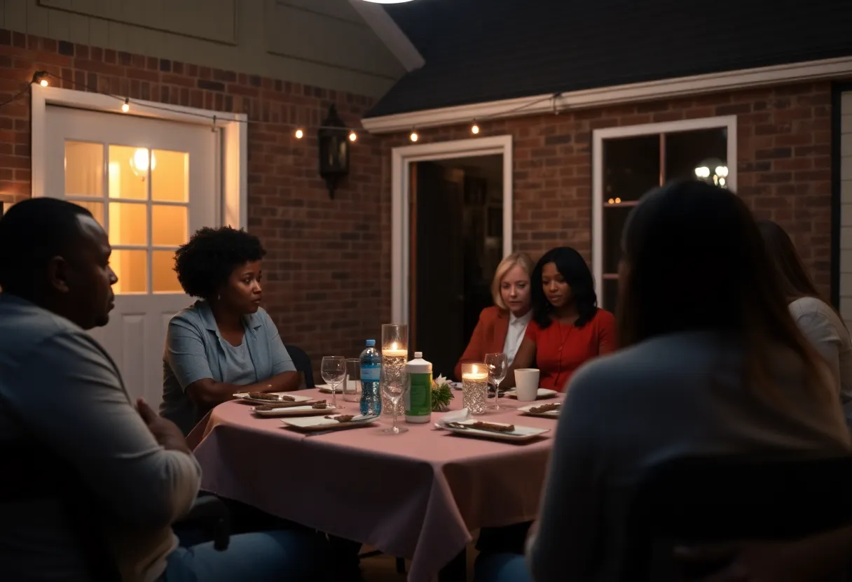 Scene depicting a house party in Rock Hill, representing the impact of gun violence in the community.