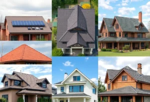 Different styles of roofs: flat, pitched, hip, showing energy efficiency benefits.