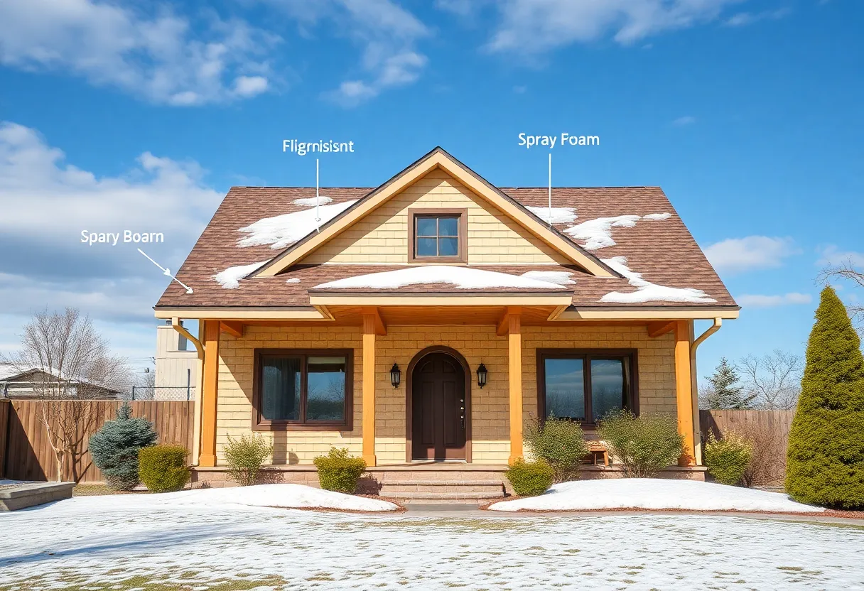 Various types of roof insulation materials displayed in a home setting.