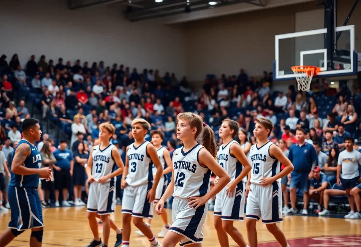 South Pointe Stallions basketball team during a home game