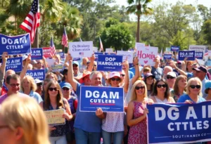 A gathering of supporters at a South Carolina gubernatorial election rally.