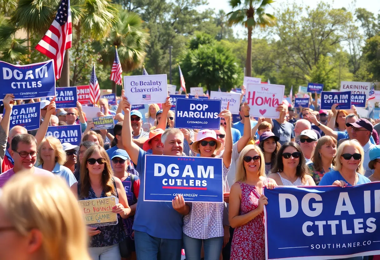 A gathering of supporters at a South Carolina gubernatorial election rally.