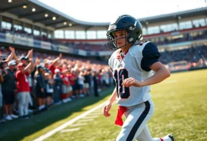 Stone Furrey practicing on the football field