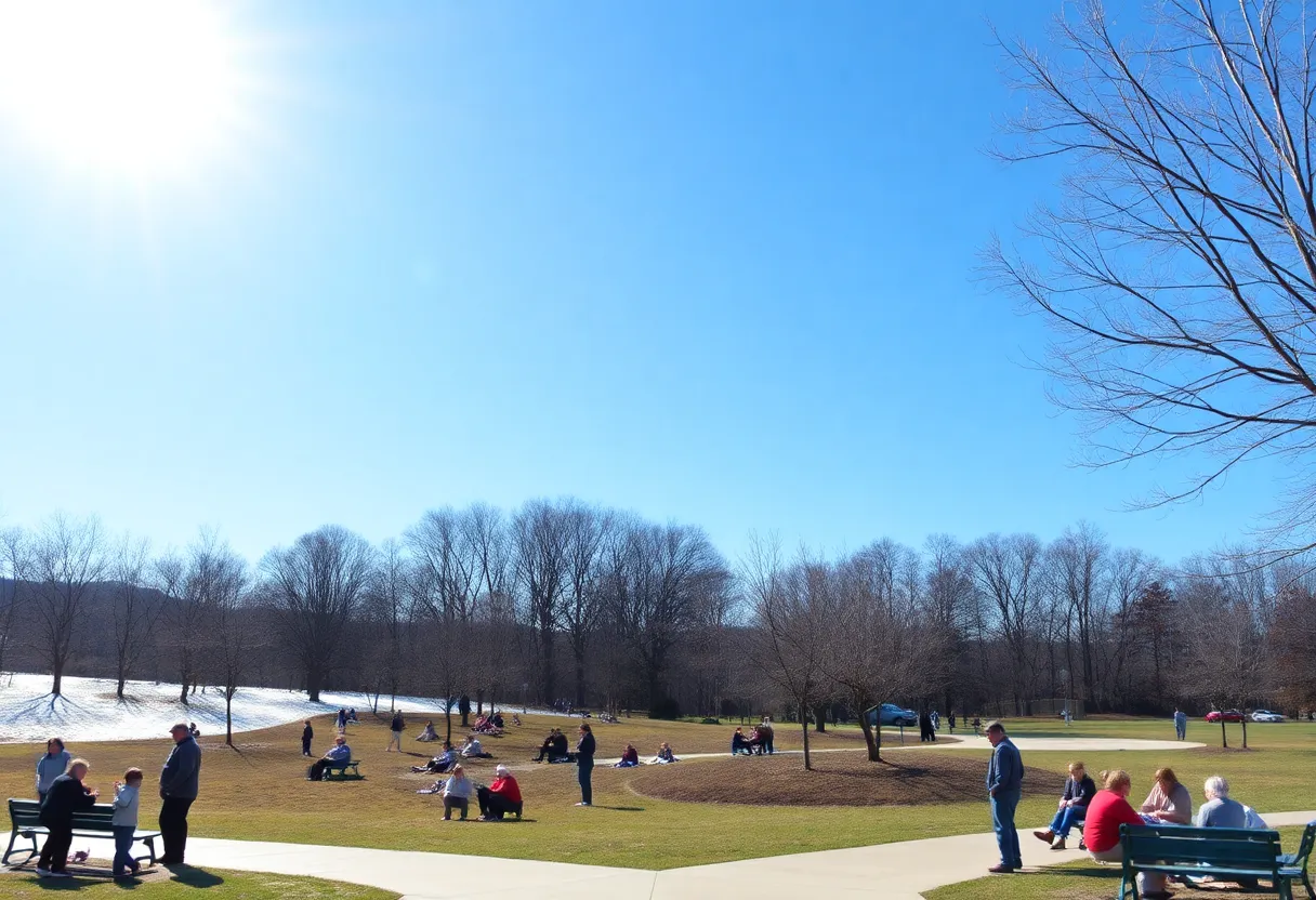 Clear blue skies over Rock Hill, SC, with residents enjoying outdoor activities.
