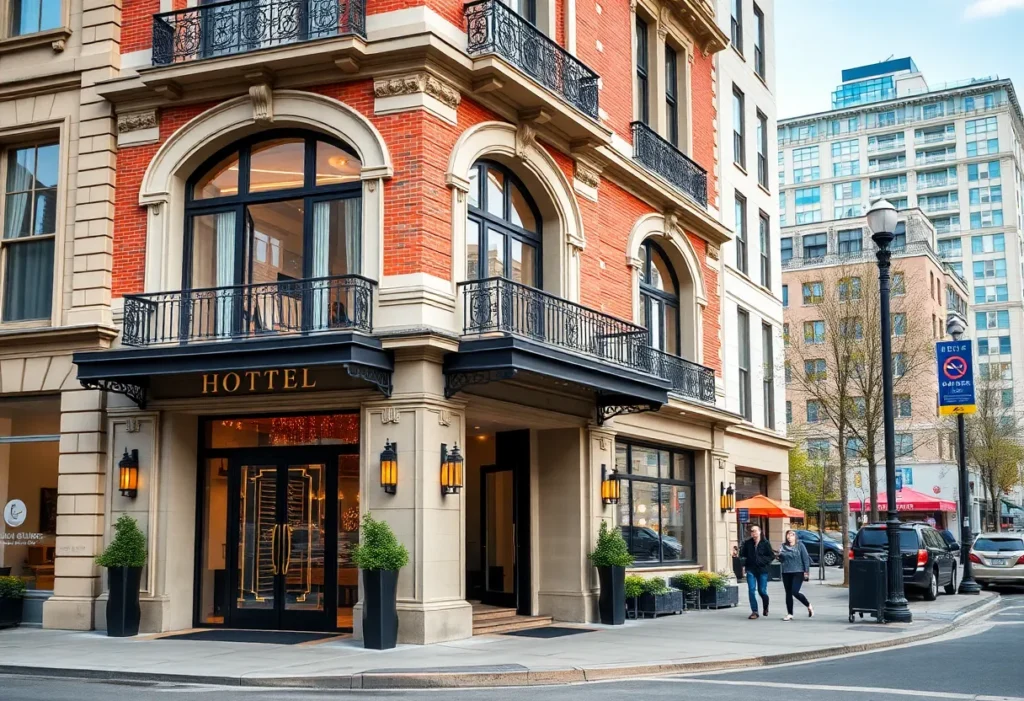 Exterior view of The Lantern Hotel, combining historic design with modern touches.