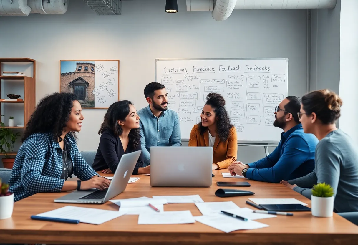 Team discussing user feedback strategies in digital marketing