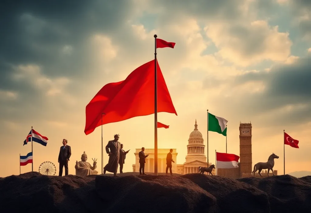 Abstract representation of changing political influences in Venezuela.