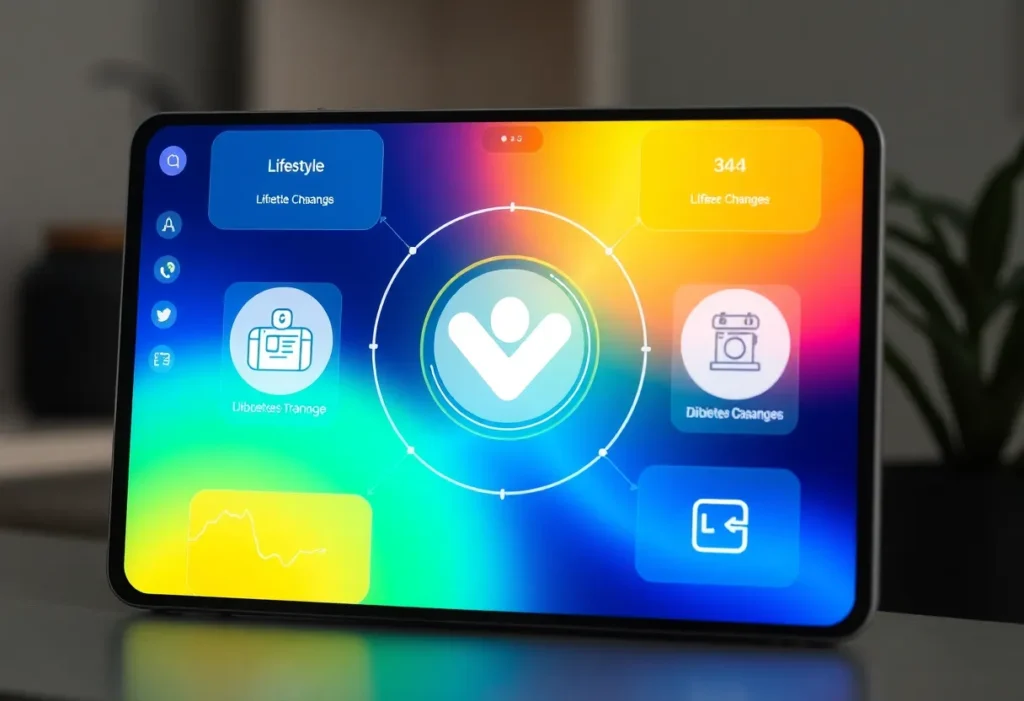 Visual representation of the Vynleads Wellness Platform interface with lifestyle management features.