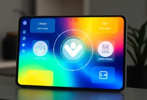 Visual representation of the Vynleads Wellness Platform interface with lifestyle management features.