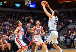 Winthrop Eagles compete against Radford Highlanders in a college basketball game