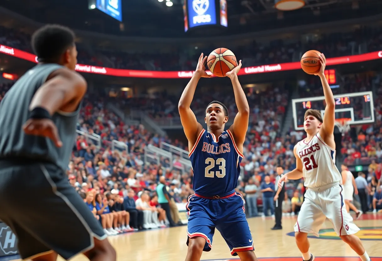 Winthrop Eagles and High Point Panthers competing in a college basketball game