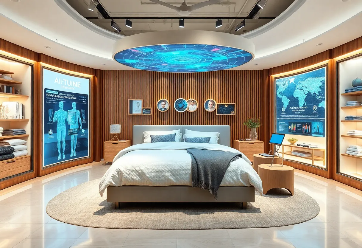 Bedgear retail space showcasing AI technology for personalized bedding solutions.