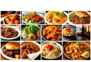 A collection of dishes from various Black-owned restaurants in Charlotte.