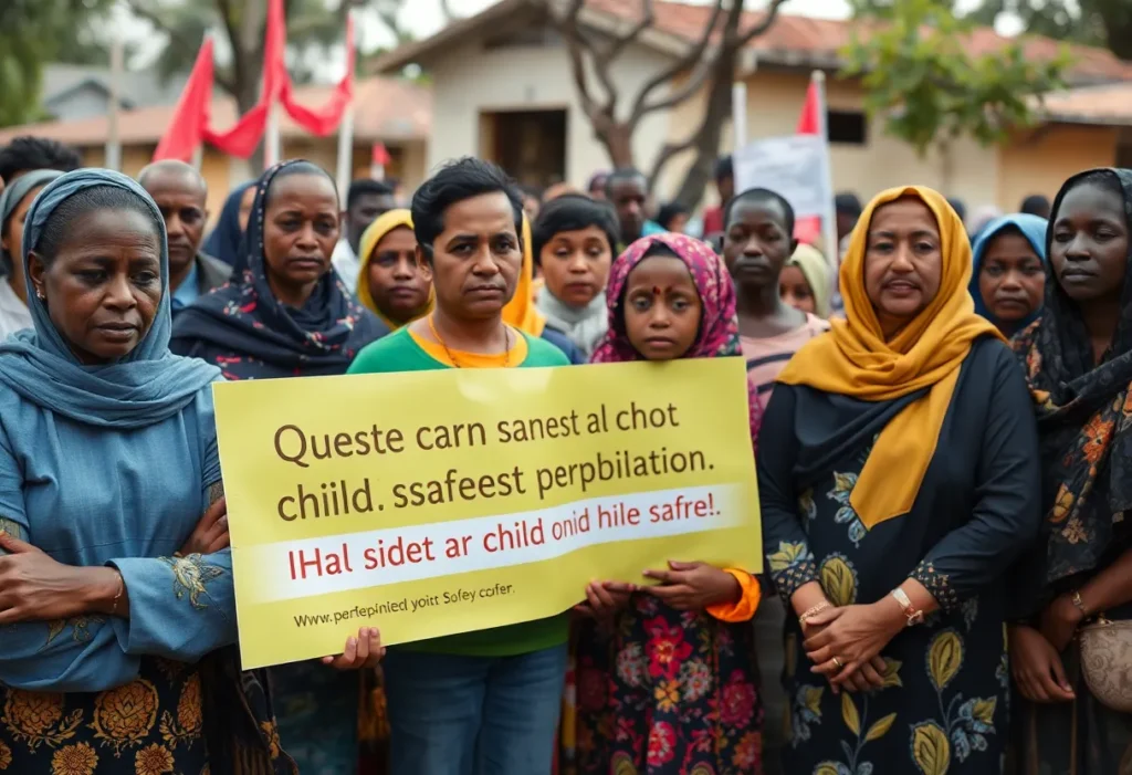 Community members gathered for a child safety awareness event.