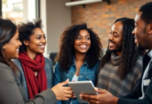 Group of people sharing their feelings in a digital marketing setting