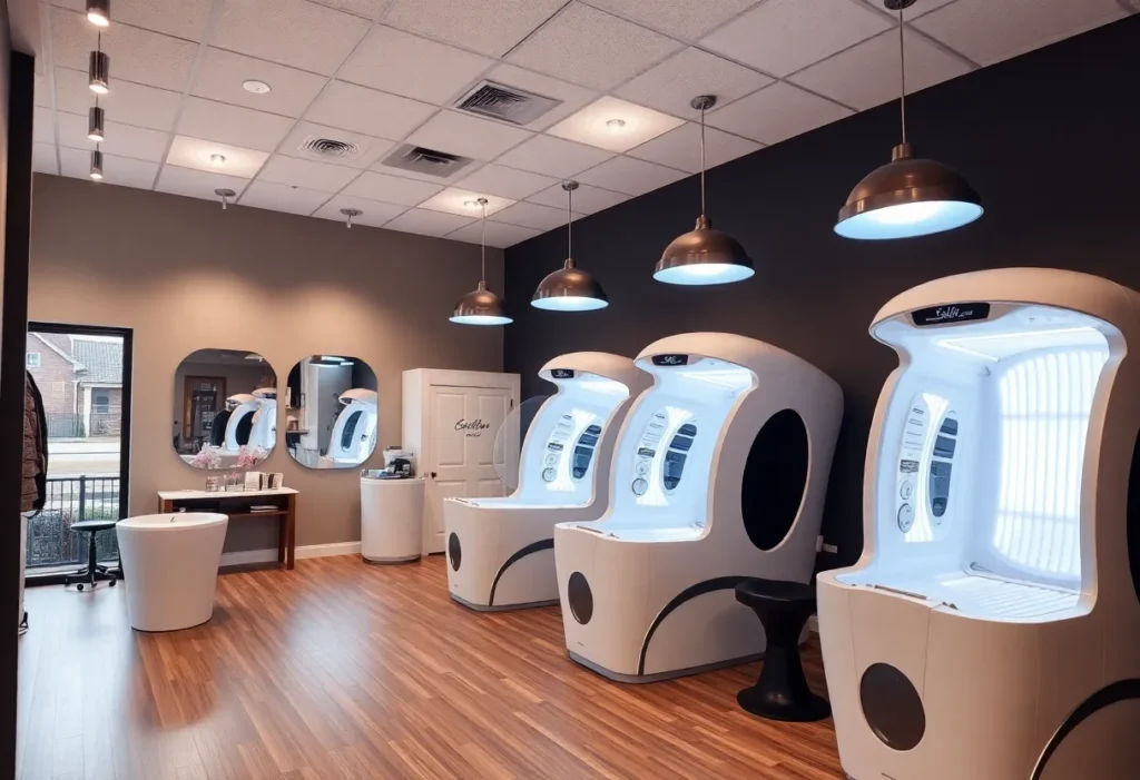 Interior view of goGLOW sunless tanning studio in Chesterfield