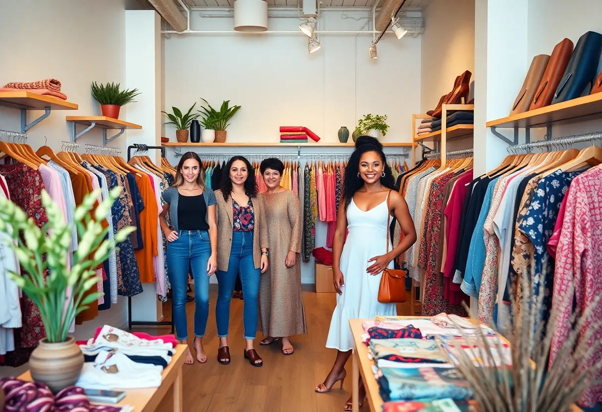Interior of Kween Bella’s Closet Boutique showcasing fashion items.
