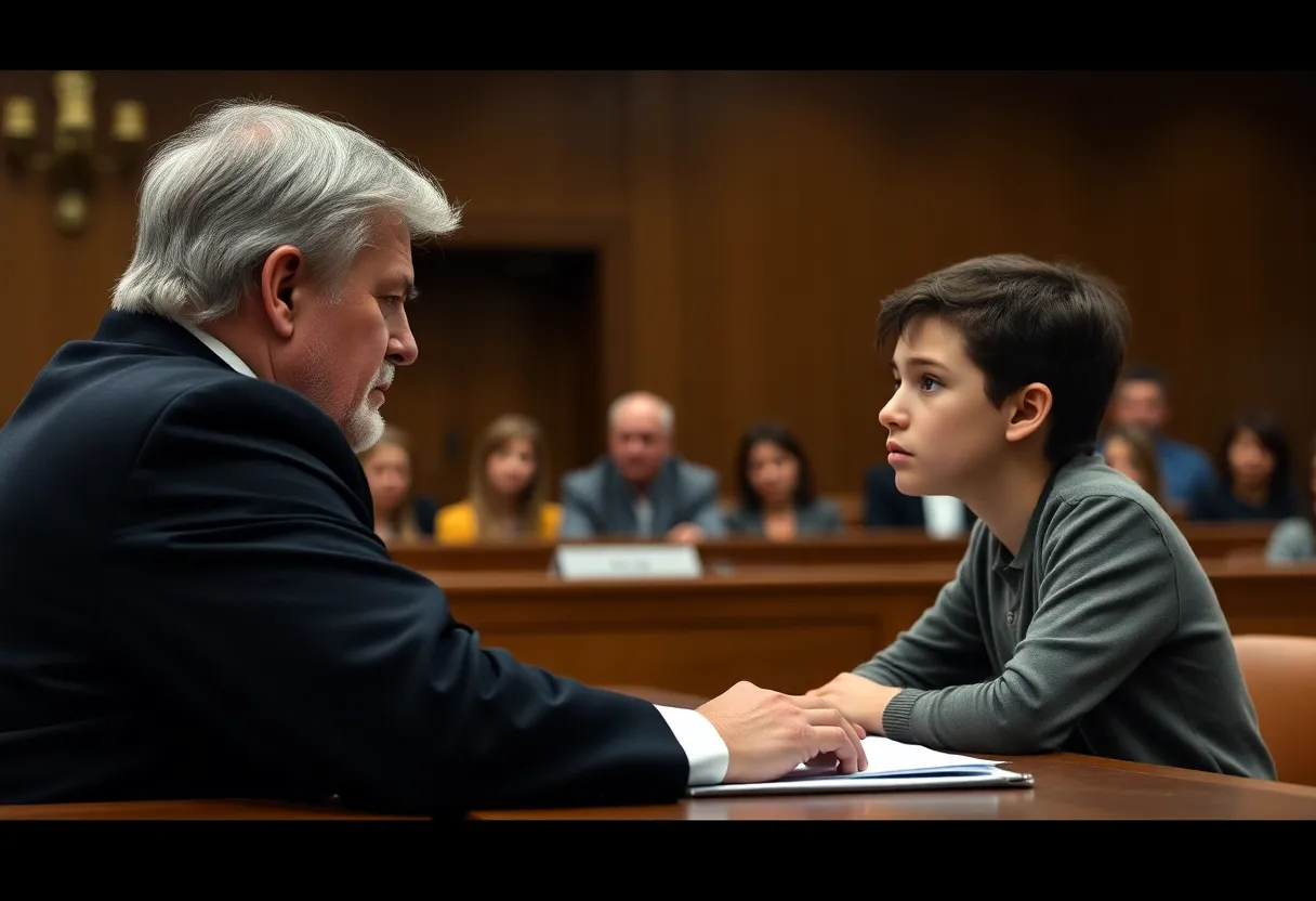 Courtroom scene during a youth manslaughter case
