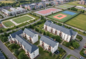 New residential development in Rock Hill featuring townhomes and apartments.