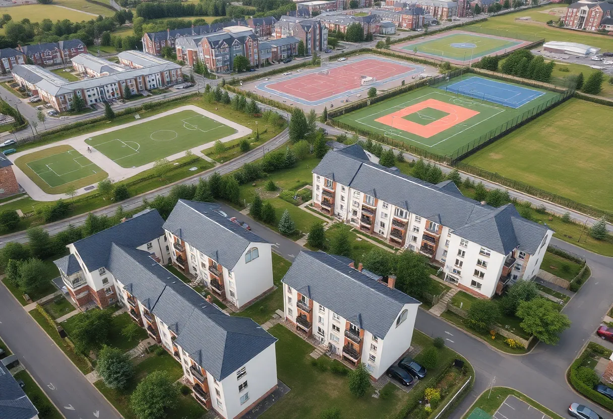 New residential development in Rock Hill featuring townhomes and apartments.