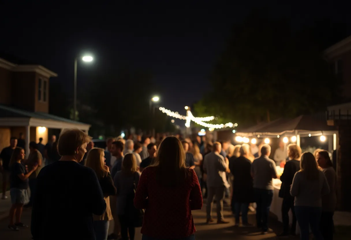 A vibrant community gathering during a block party in Rock Hill, South Carolina, illustrating neighborhood unity