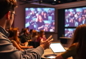 A digital marketing scene illustrating storytelling techniques