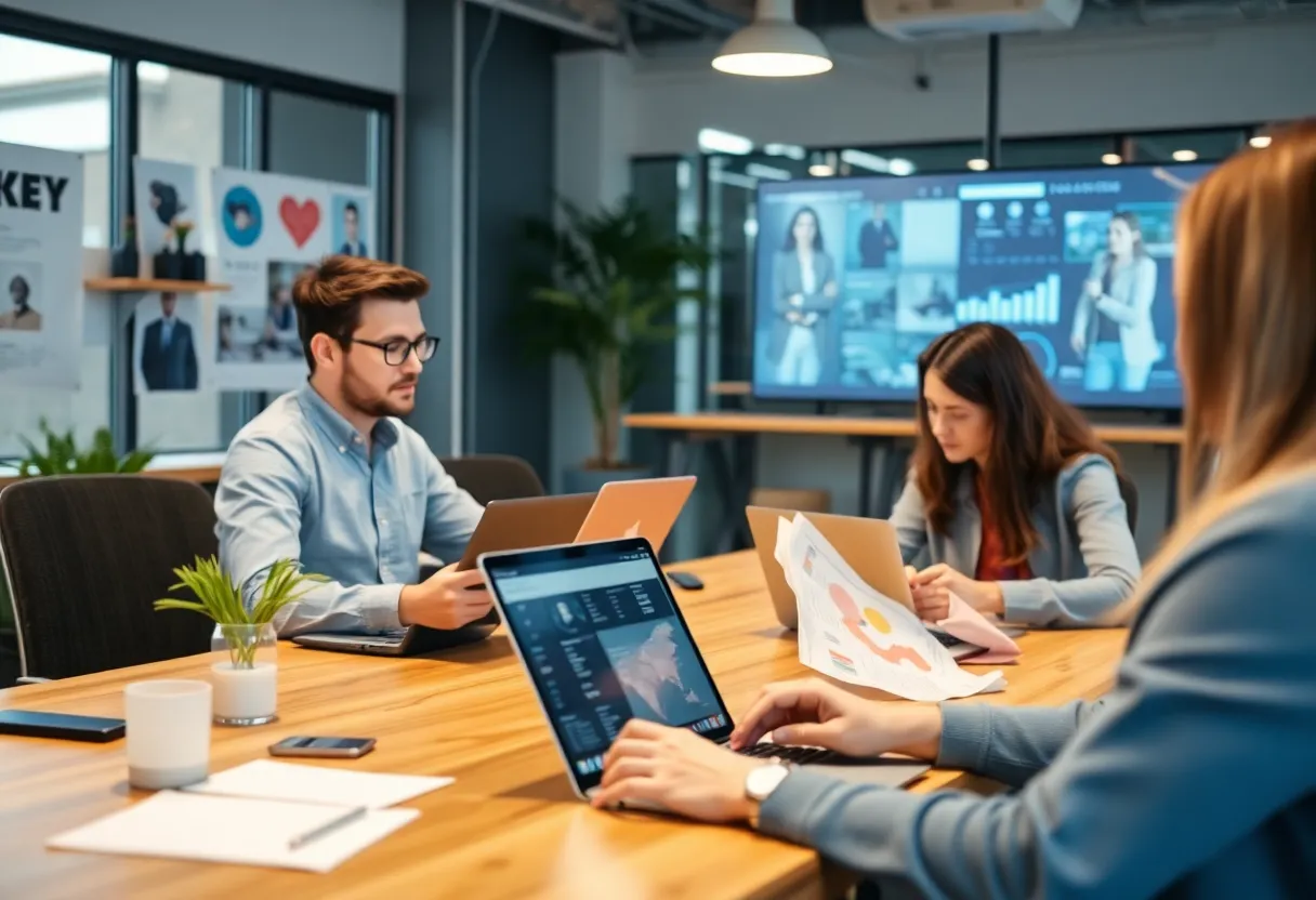 Marketers analyzing behavioral data for digital campaigns