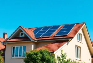 A house with solar panels demonstrating optimal roof orientation for energy savings.