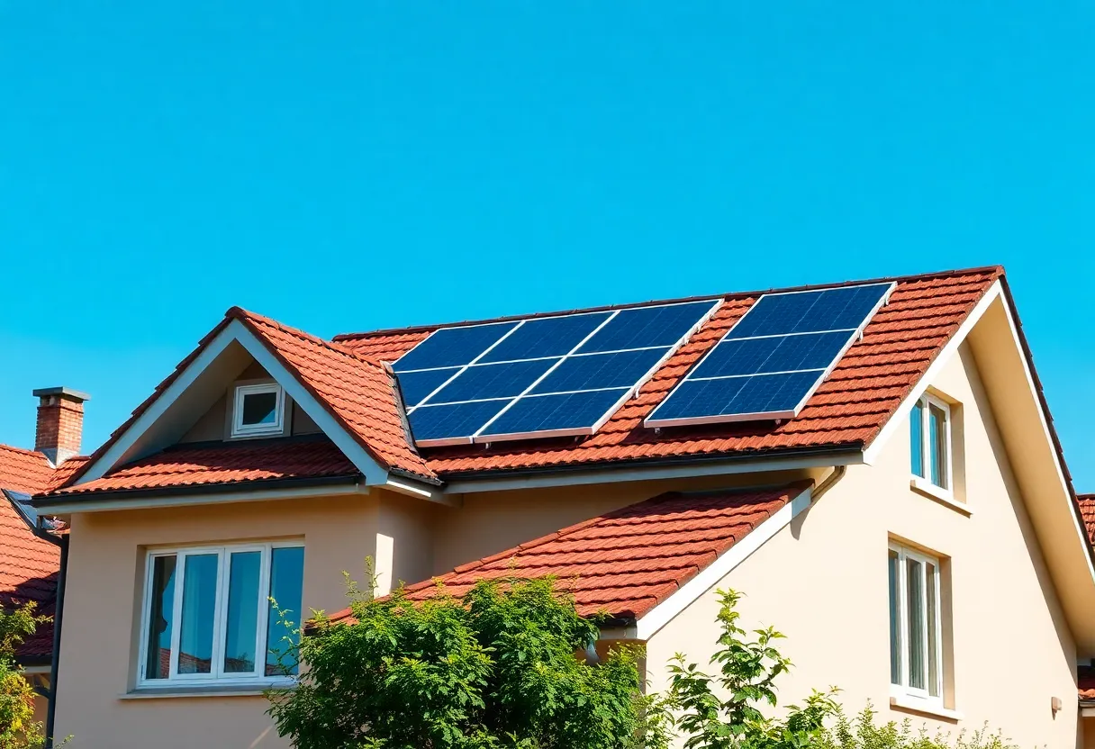 A house with solar panels demonstrating optimal roof orientation for energy savings.