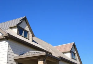 A variety of modern roofing styles on a residential home