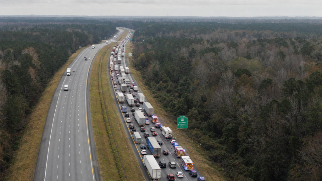Interstate 77 northbound traffic backup near Chester County South Carolina