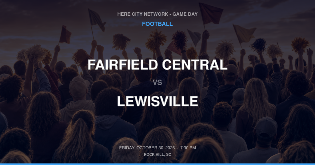 FAIRFIELD CENTRAL vs LEWISVILLE FOOTBALL game day graphic - Rock Hill, SC